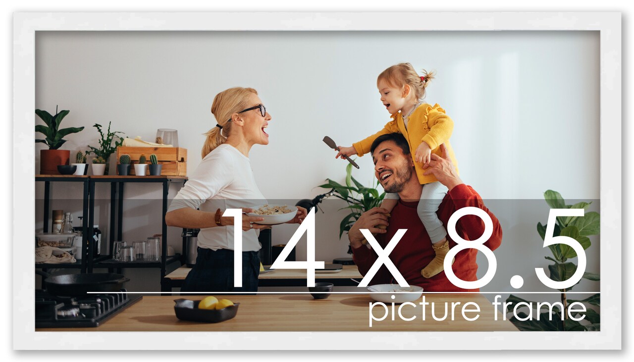 14x8.5 Solid Wood Picture Frame with UV-Resistant Acrylic & Acid-Free Backing, Available in 6 Finishes: Matte Black, Matte White, Metallic Bronze, Silver, Natural Wood Grain & Mahogany
